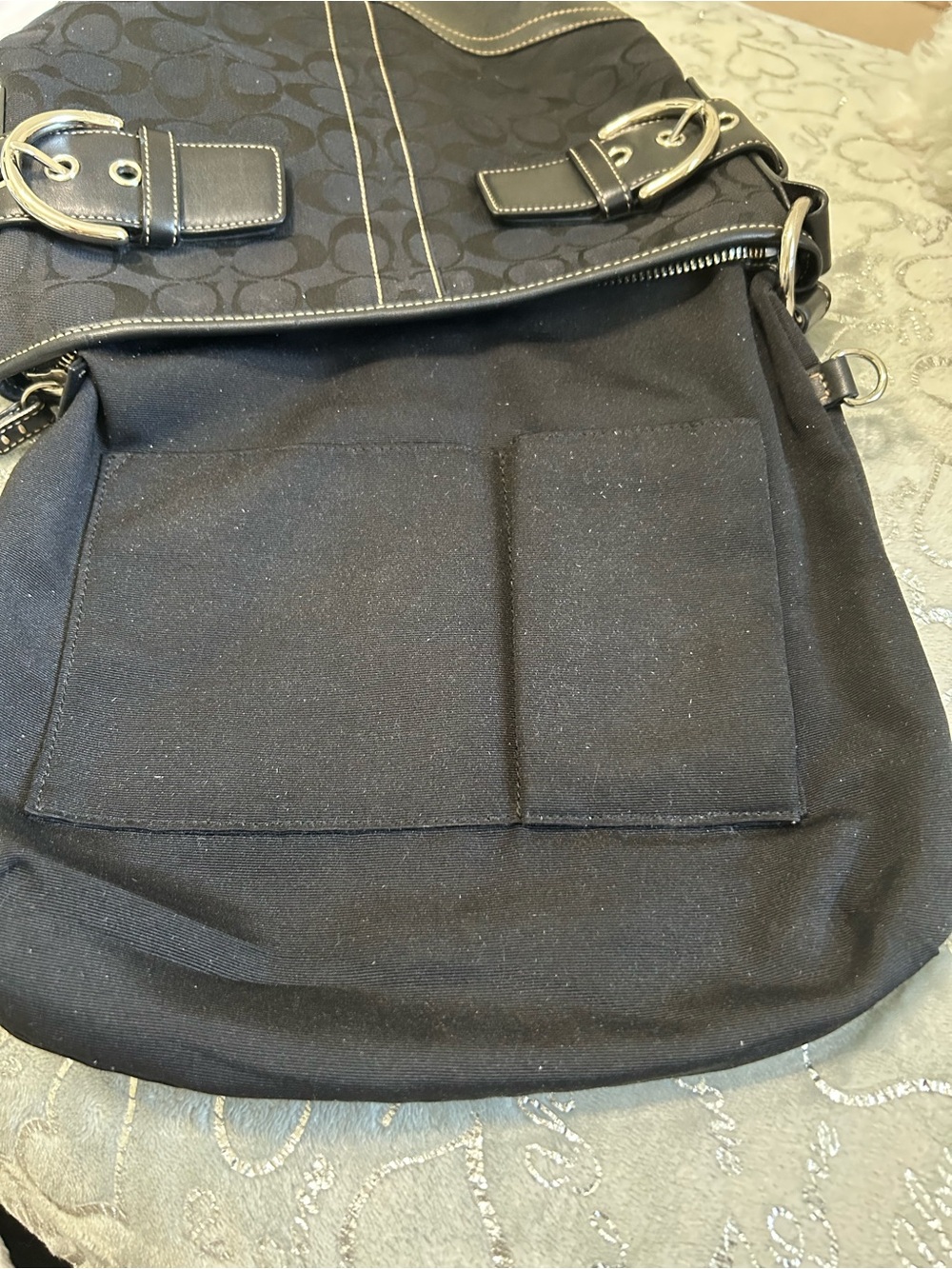 New Vintage Y2K Coach Soho Slim Duffle bag with signature C Jacquard -Black - Picture 9 of 10